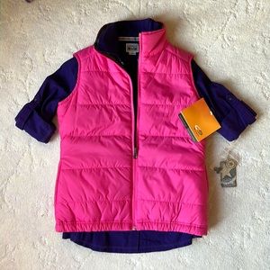 NWT Reservable Collar Pink (& Gray) Zip Up Water Resistant Puffer Vest ONLY